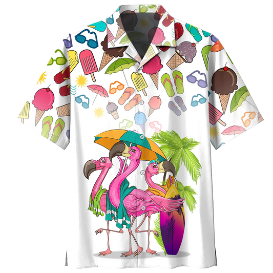 Summer Flammingo beach hippie Hawaiian shirt HO1423