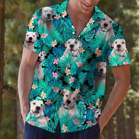 Hawaii Shirt – Dog Argentino Tropical Hawaiian Shirt Men, Short Sleeve Hawaiian Aloha Shirt HO2305