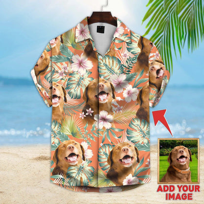 Custom photo Dog floral Aloha Shirt, Dog Hawaiian shirt For Men, Women, dog Flowers Pattern Short Sleeve Hawaiian Shirt HO1384