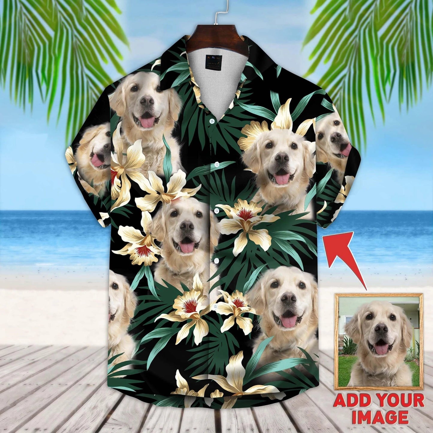 Custom photo Dog floral Aloha Shirt, Dog Hawaiian shirt For Men, Women, dog Flowers Pattern Short Sleeve Hawaiian Shirt HO1384