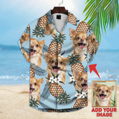 Custom photo Dog floral Aloha Shirt, Dog Hawaiian shirt For Men, Women, dog Flowers Pattern Short Sleeve Hawaiian Shirt HO1384