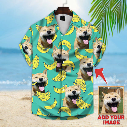 Custom photo Dog Aloha Shirt, dog banana Pattern Short-Sleeve Hawaiian Shirt, Dog Hawaiian shirt For Men, Women HO4379