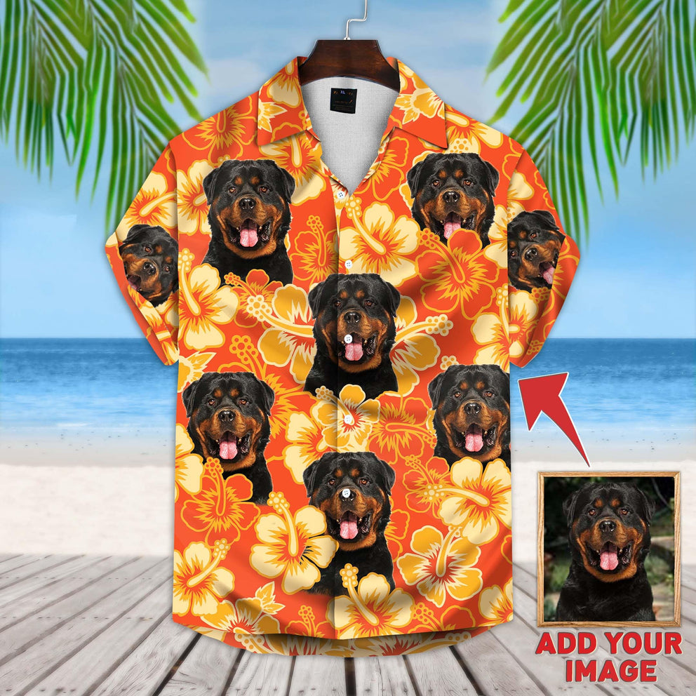 Custom Image Flowers Pattern Short-Sleeve Hawaiian Shirt, Summer Pet Shirt, Gift for Dog Cat Lover HO4377