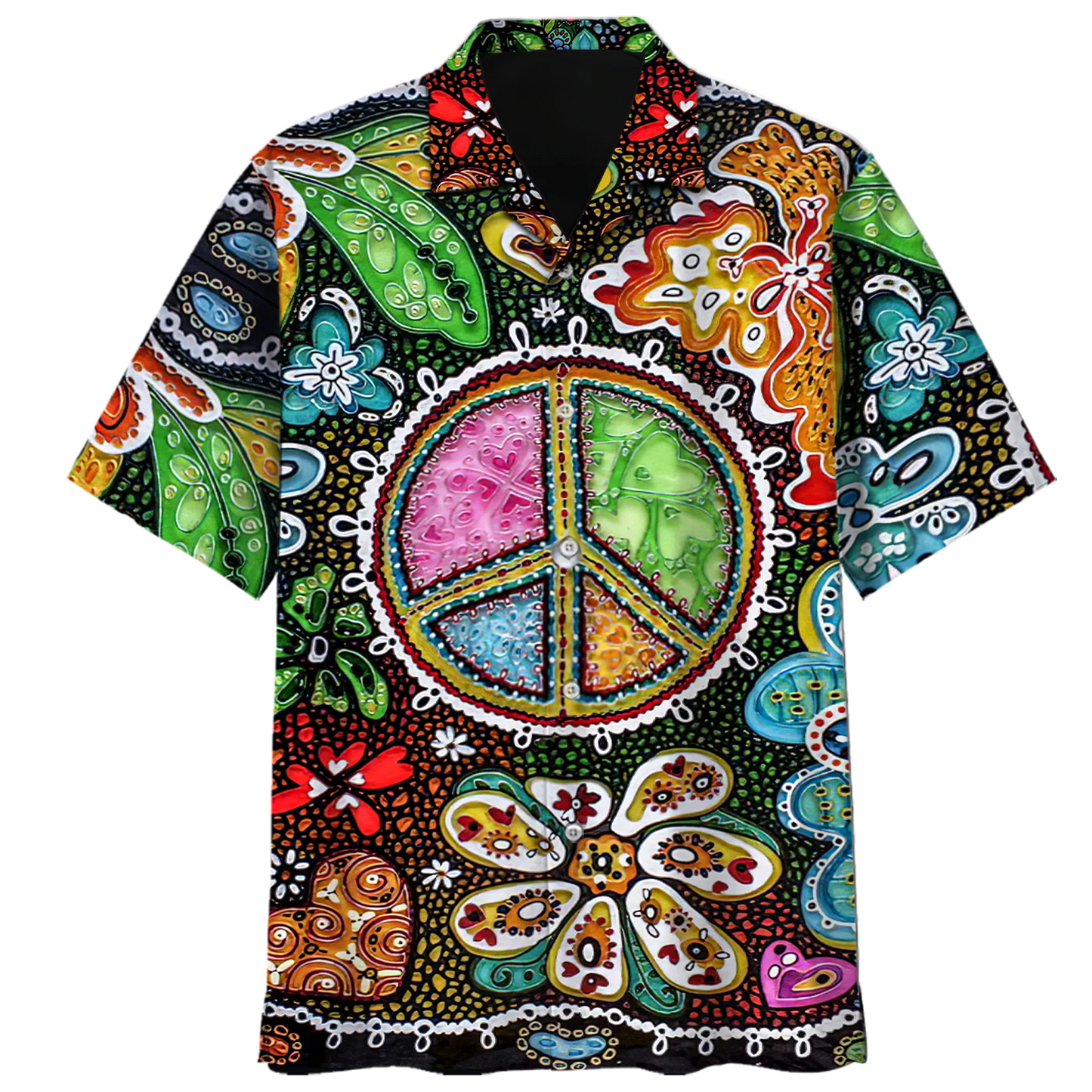 Imagine All The People Living In Peace- Peace Sign- American Flag- Hippie Hawaiian Shirt HO1427