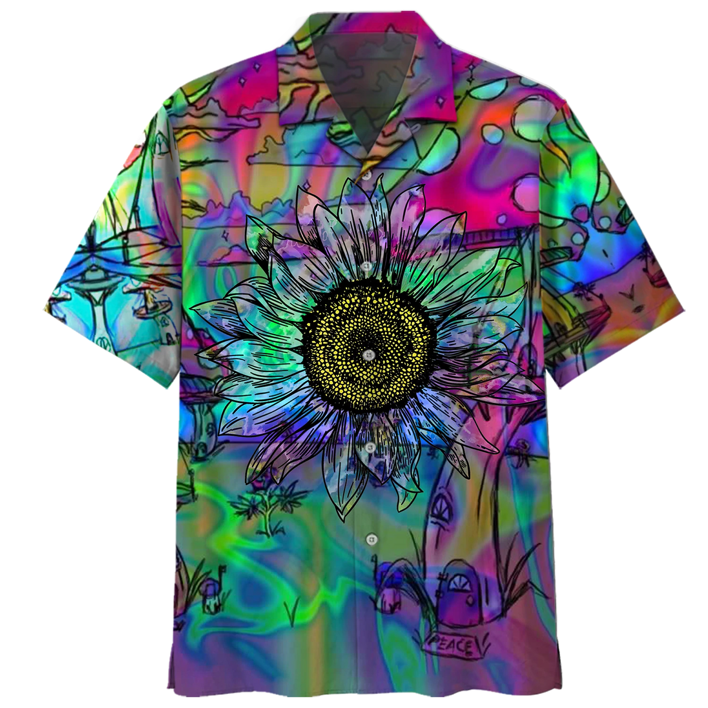 Bee Hippie Psychedelic Hippie Custome Trippy Shirt- Hippie Hawaiian Shirt HO1431