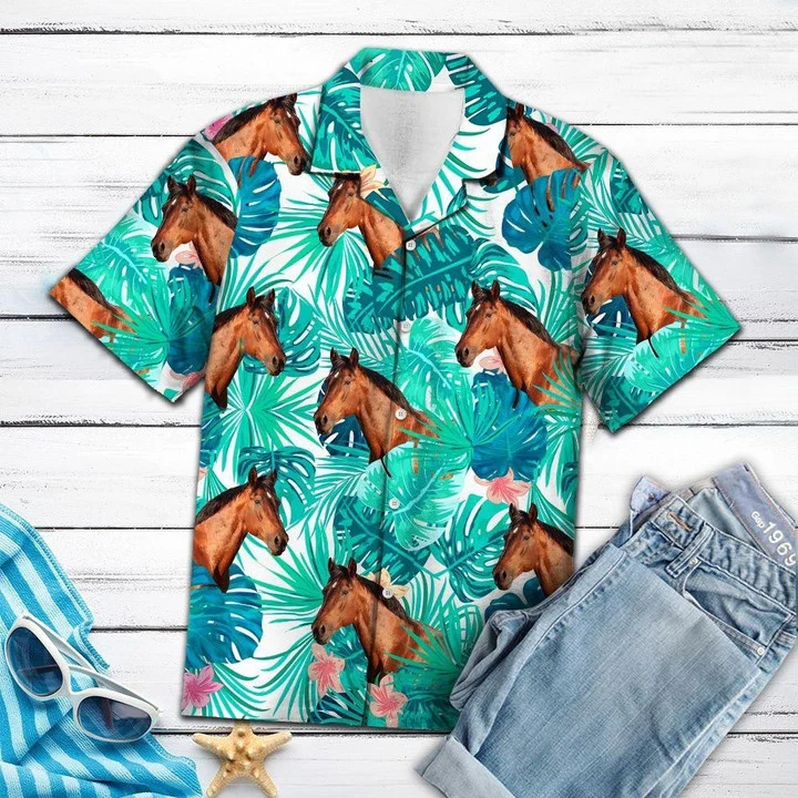 Head Of Horse Tropical Forest Hawaiian Shirt for Men, Women HO1889