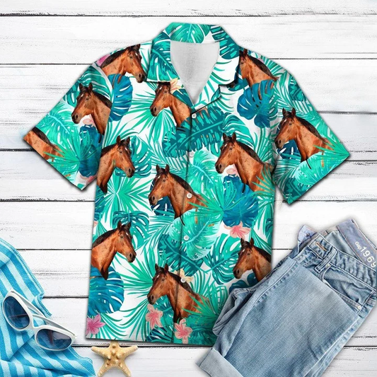 Head Of Horse Tropical Forest Hawaiian Shirt for Men, Women HO1889