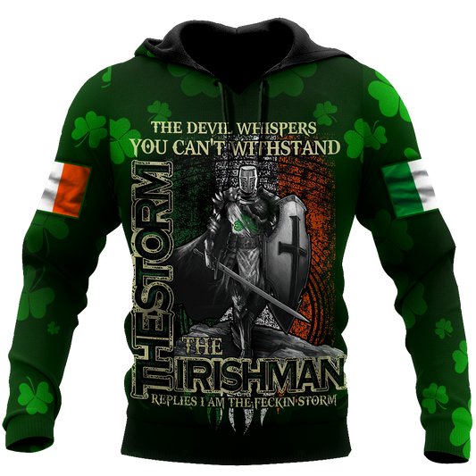 The Irishman The Storm Shirt, 3D All Over Print Pattern Shamrock, St Patrick's Day Shirt PO0300