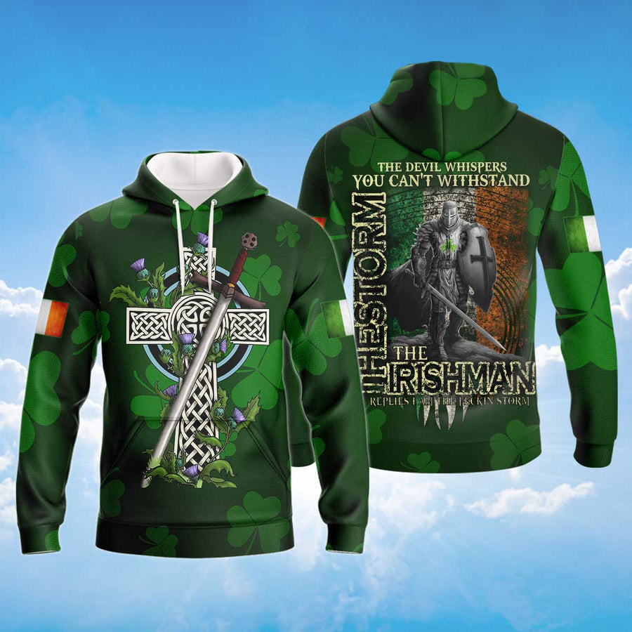 The Storm St Patrick Day for Irish Man Shirt, All Over Printed Armor Of Irish Lucky PO0216