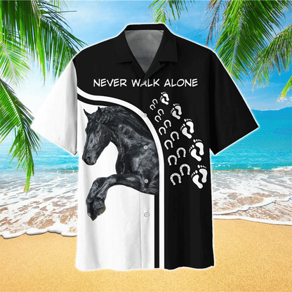 Gift for horse lovers, This Girl Runs On Jesus And Horse Black Brown Hawaiian Shirt HO2196