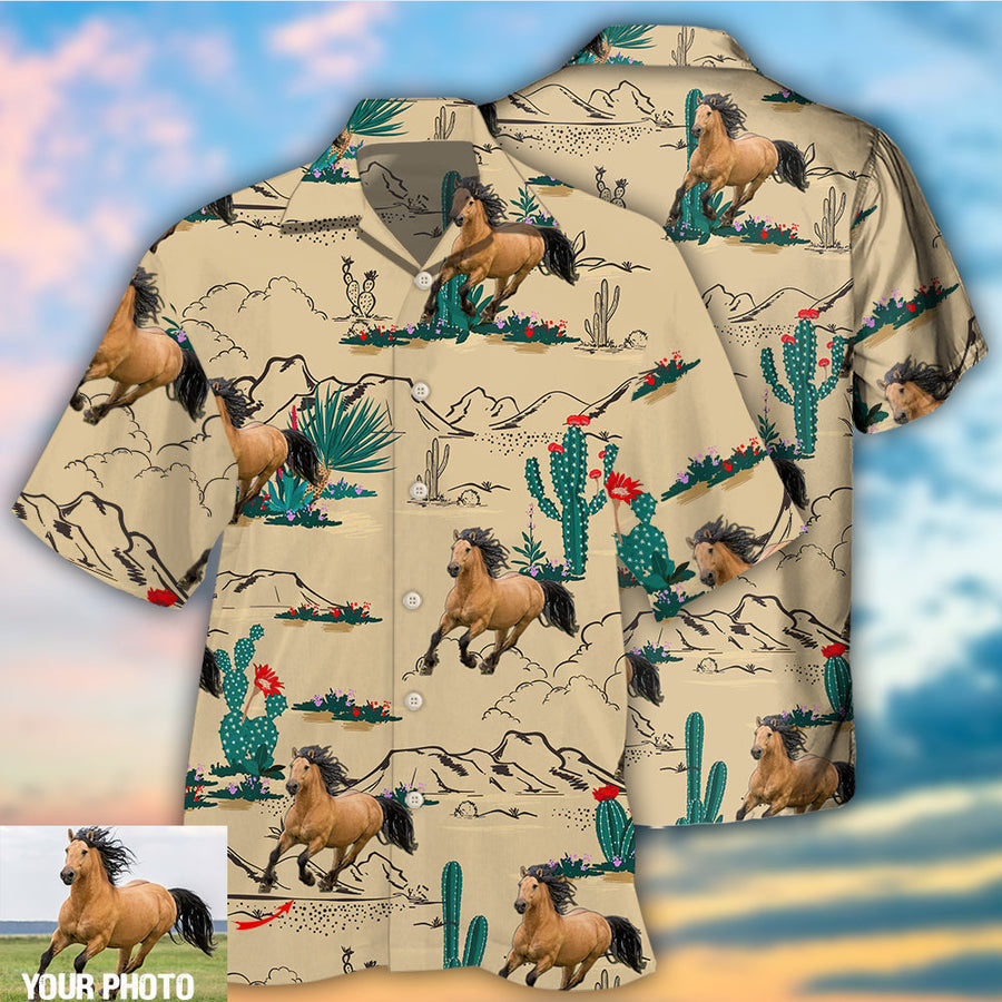 Horse Desert Custom Photo Hawaiian shirt, 3D All Over Print Hawaiian Shirt, Horse Shirt HO4242