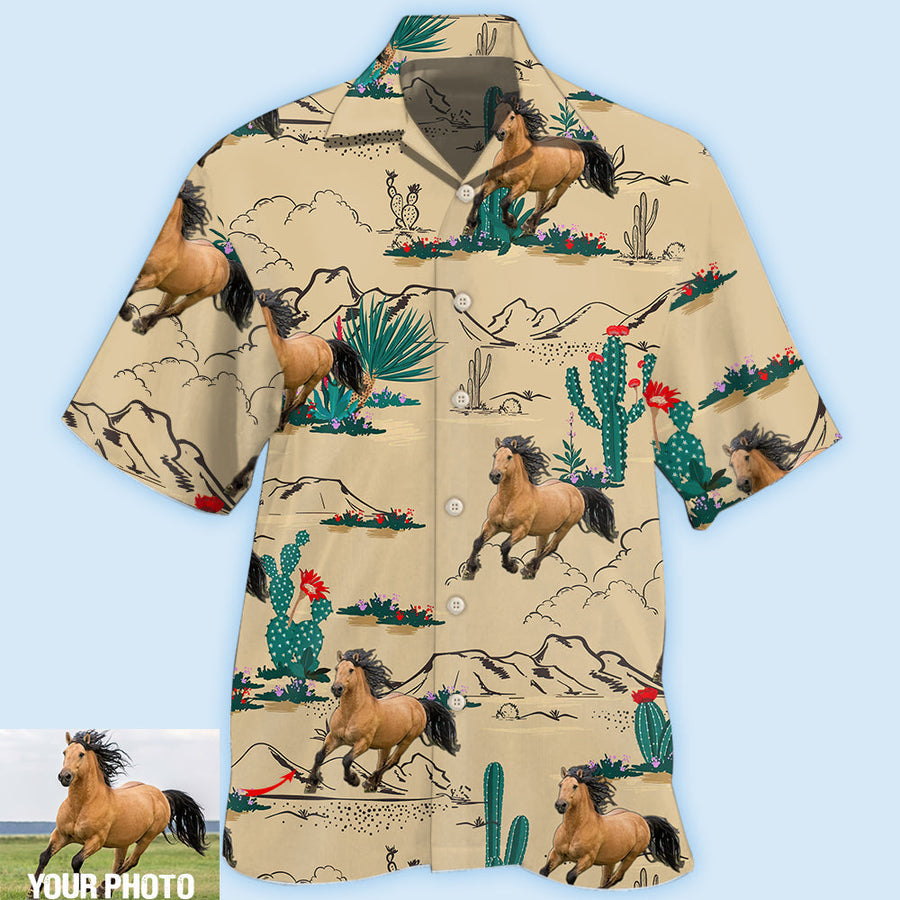 Horse Desert Custom Photo Hawaiian shirt, 3D All Over Print Hawaiian Shirt, Horse Shirt HO4242
