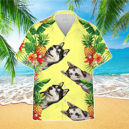 Siberian Husky Tropical 3D All Over Printed Hawaiian shirt, Men's Hawaiian Shirt HO2396