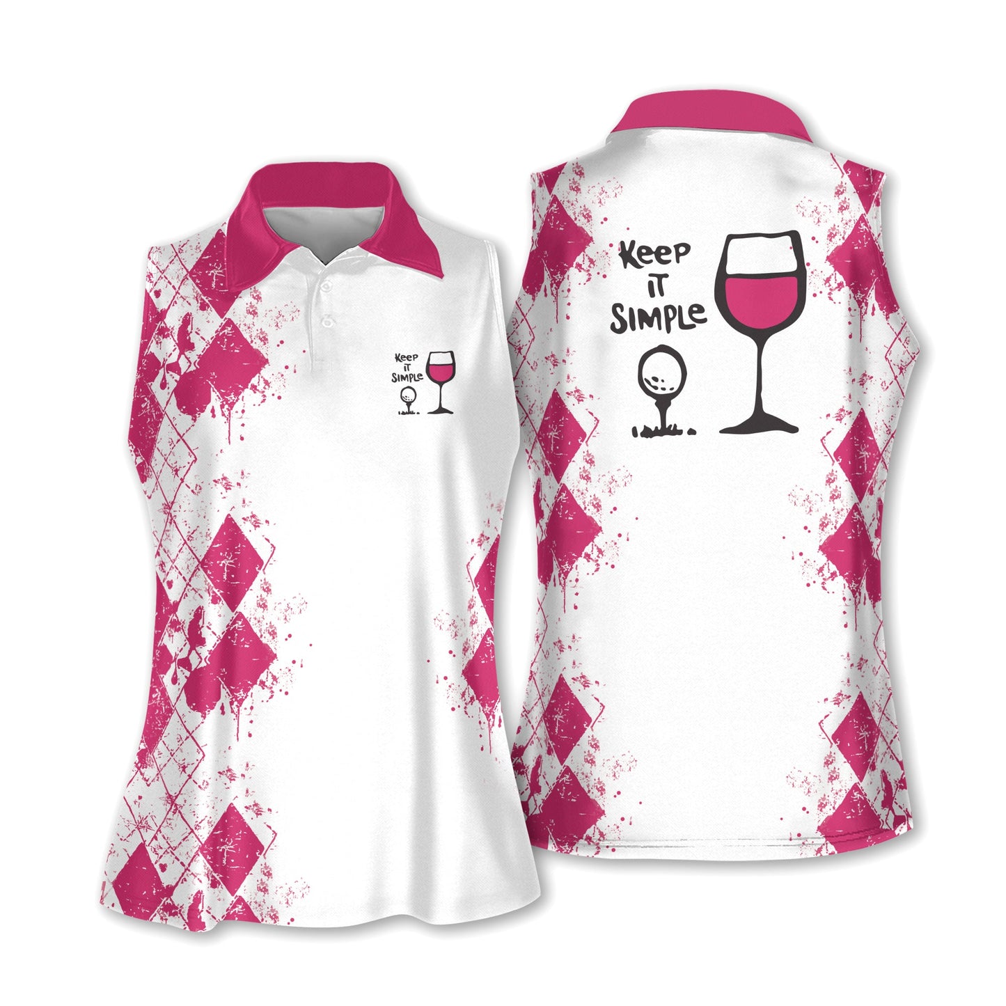 Keep It Simple Golf And Wine Women Short Sleeve Polo Shirt Sleeveless Polo Shirt I0064