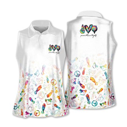 Peace Love Golf Women Short Sleeve Polo Shirt Sleeveless Polo Shirt I0096