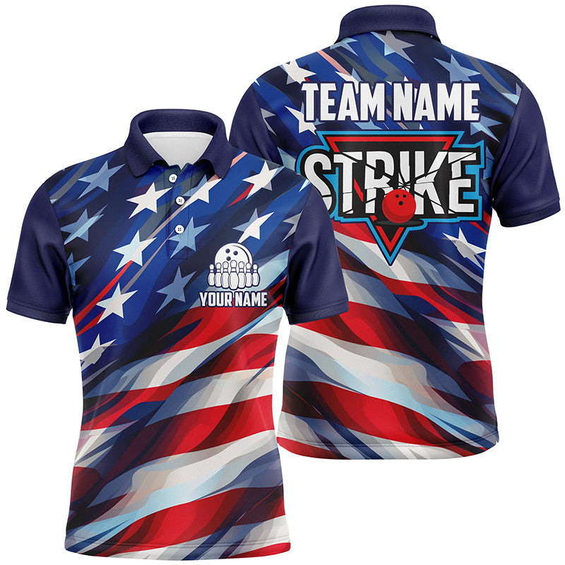 Custom Patriotic Bowling Polo Shirts For Team BO0140