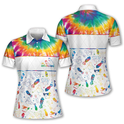 Tie-dye Addicted Pattern Golf Sleeveless Polo Shirt Short Sleeve Polo Shirt For Women I0347