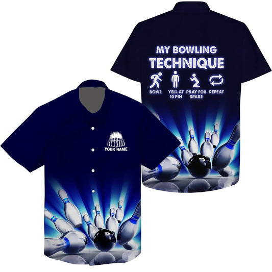 My Bowling Technique Custom Name Funny Bowling Hawaiian Shirt, Idea Gift for Bowler HO4020