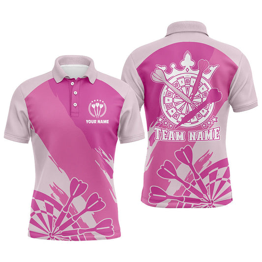 Personalized Pink Mens Darts Polo Shirt Custom Pink Cool Dart Shirt For Men Darts Jersey DMO0065