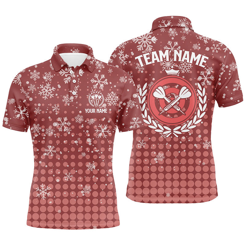 Lasfour Personalized Darts Christmas Snowflakes Red Polo Shirt DMA0074
