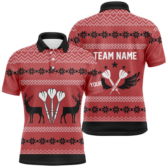 Lasfour Personalized Darts Christmas Reindeers Red Polo Shirt Custom Darts DMA0075