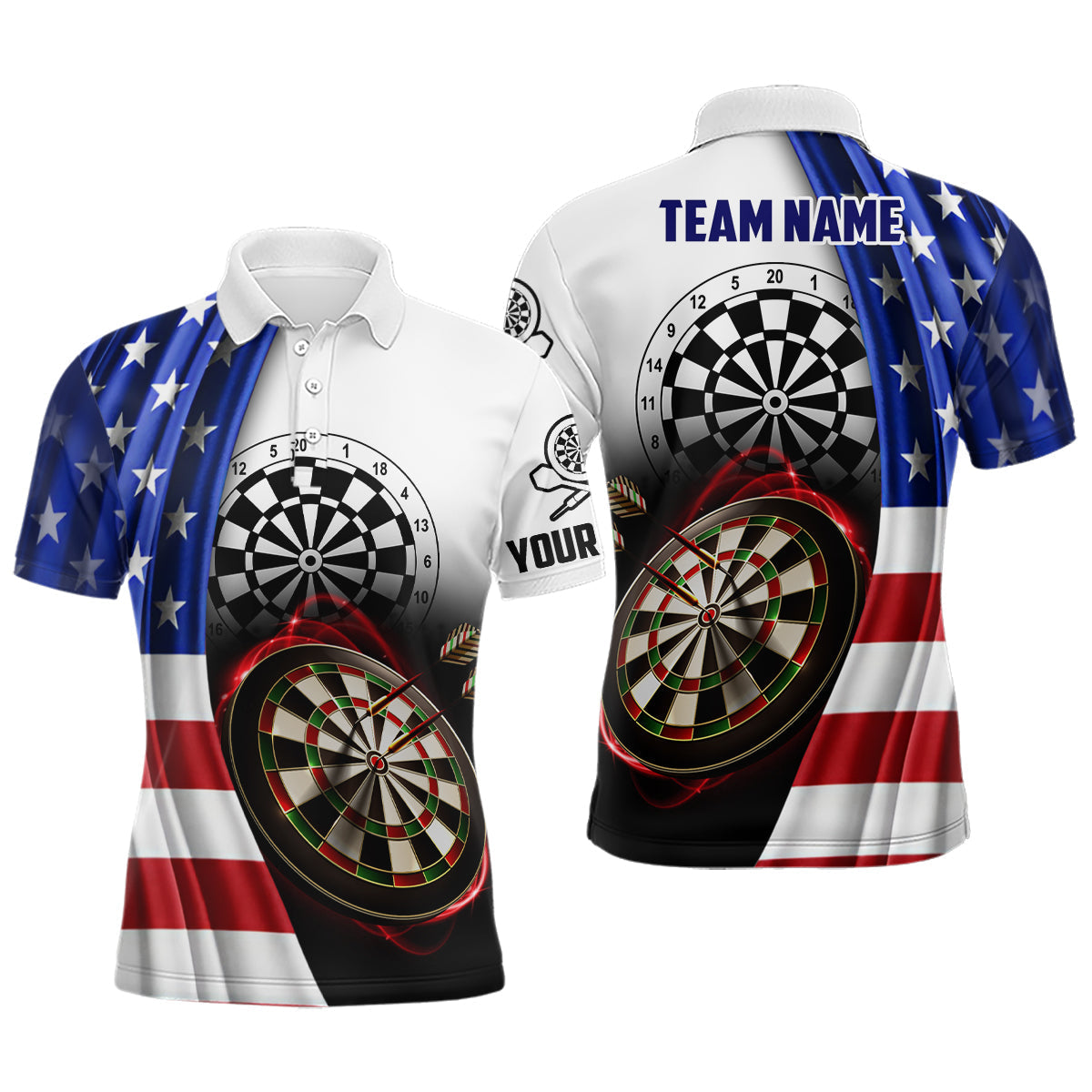 Lasfour American Flag Darts Polo Shirt Custom Darts Shirt DMA0070