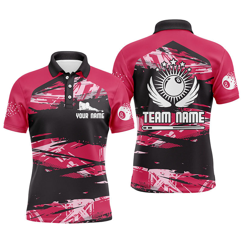 Lasfour Personalized Billiard 3D All Over Print Pink Grunge Polo Shirts BIA0921