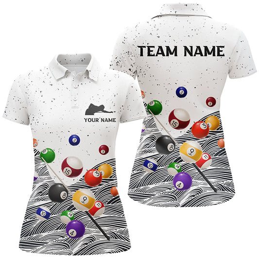 Lasfour Personalized Billiard Balls White Grunge Polo Shirts BIA0905