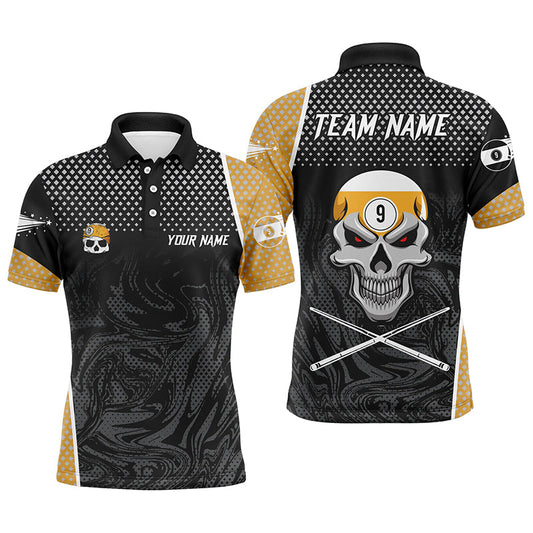 Lasfour Billiard 9 Ball Skull Smokey Custom Name Billiard Polo Shirts BIA0923