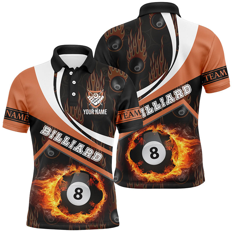 Lasfour Balls Fire Flame Orange Billiard Personalized Name Unisex Shirt BIA0514