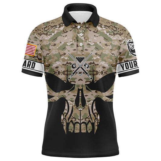Lasfour Personalized Billiard Balls Skull Camouflage Billiard Polo Shirts BIA0925