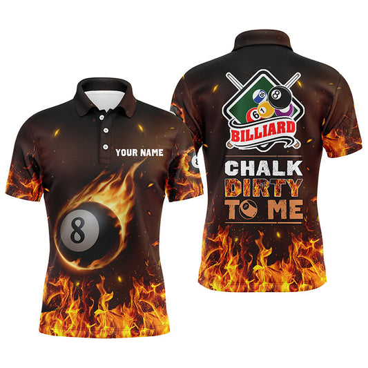 Lasfour Personalized Billiard Chalk Dirty To Me Fire Billiard Polo & Quarter Zip Shirts BIA0918