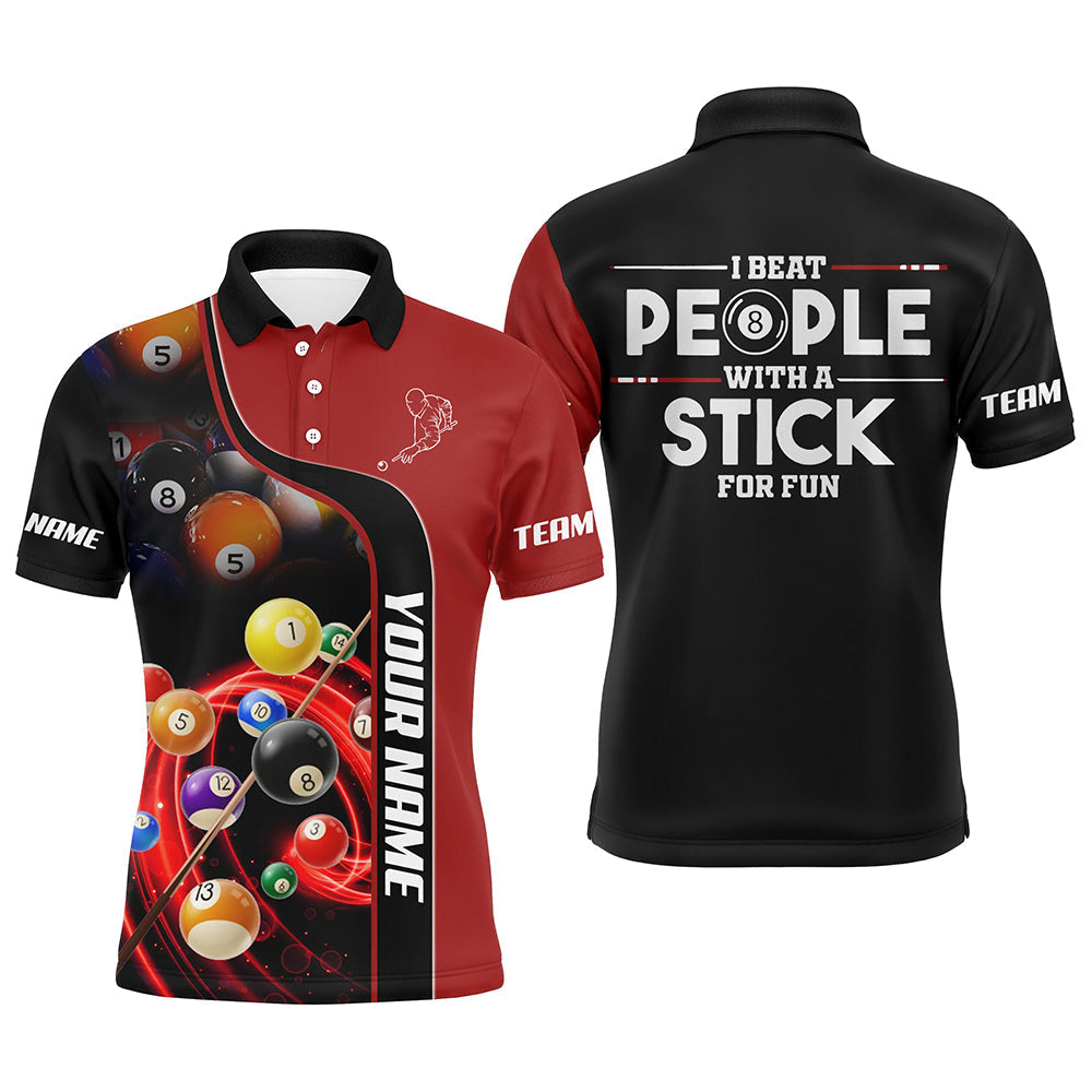 Lasfour Personalized I Beat People With A Stick For Fun Billiard Polo Shirts BIA0143