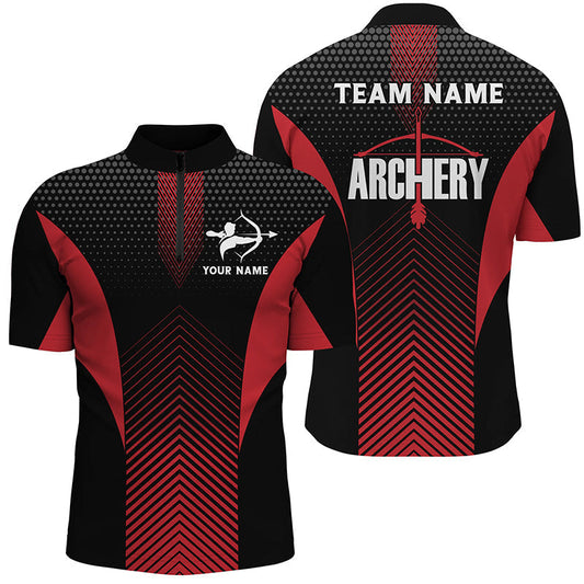 Lasfour Personalized Red Black Bows Archery 3D Zipper Polo Shirt AA0006