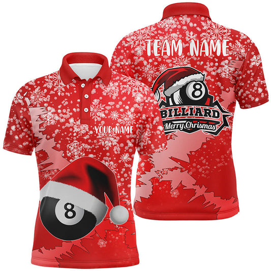 Lasfour Personalized Merry Christmas Red 8 Ball Pool Billiard Polo Shirts BIA0338