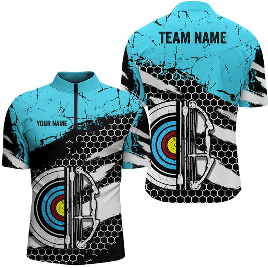 Lasfour Personalized Retro 3D Target Archery 3D Zipper Polo Shirt AA0040