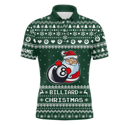 Lasfour Personalized Funny Billiard 8 Ball Pool With Santa Claus Christmas Billiard Polo Shirts BIA0341