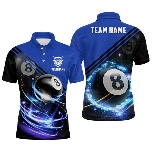 Lasfour Personalized 8 Ball Billiard Blue 3D Polo Shirts BIA0922