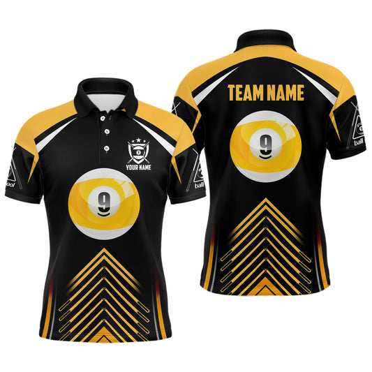 Lasfour 9 Ball Black Yellow Version Custom Billiard Polo Shirts BIA0101