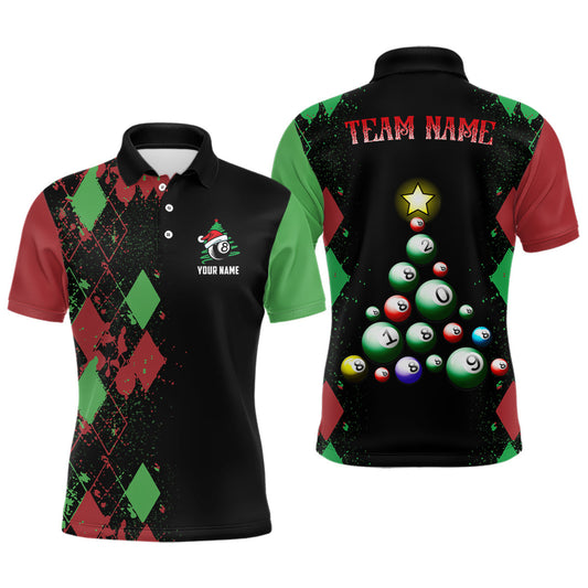 Lasfour Personalized Funny Christmas 8 Ball Billiards Polo Shirts BIA0342