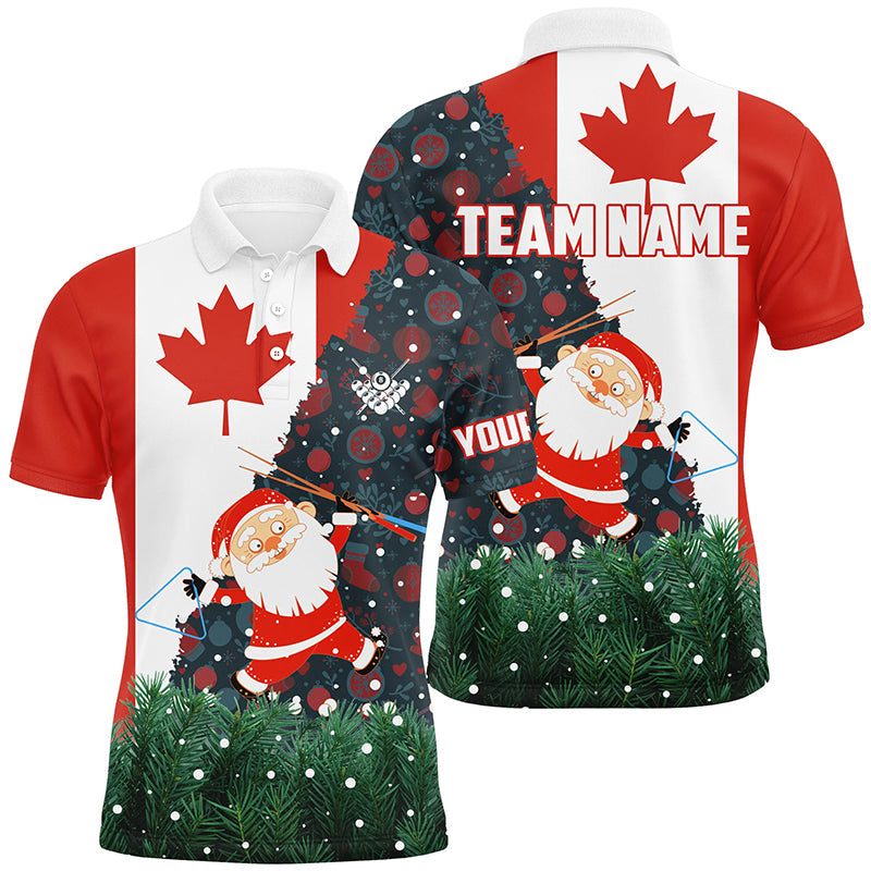 Lasfour Funny Christmas Santa And Billiard Canada Flag Personalized Name 3D Shirt BIA0331