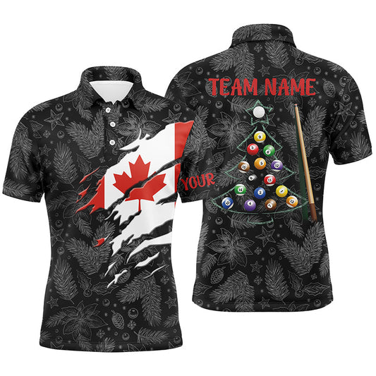 Lasfour Merry Christmas Canadian Flag Billiard Personalized Name 3D Shirt BIA0165