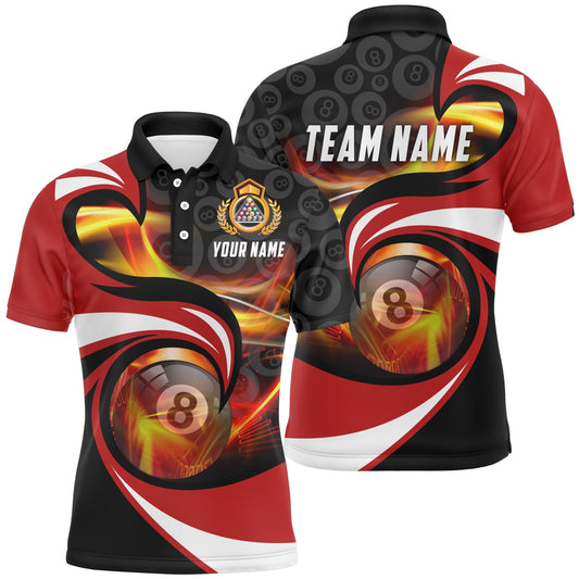 Lasfour Black Red 8 Ball Billiard Personalized Name Unisex Shirt BIA0526