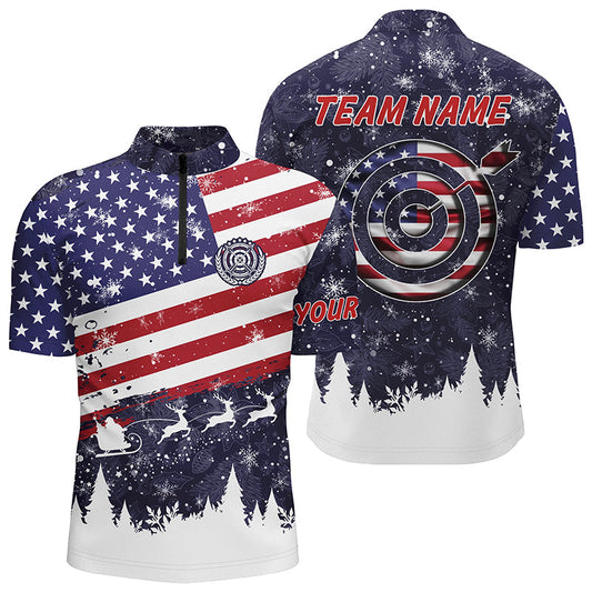 Lasfour Funny Christmas US Archery Target Custom Men 3D Zipper Polo Shirt AA0013
