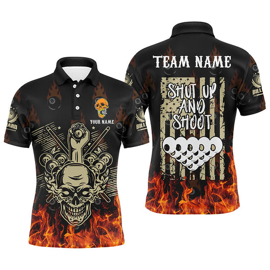 Lasfour Shut Up And Shoot Billiard 8 Ball Pool 3D All Over Print Skull Billiard Shirts BIA0534