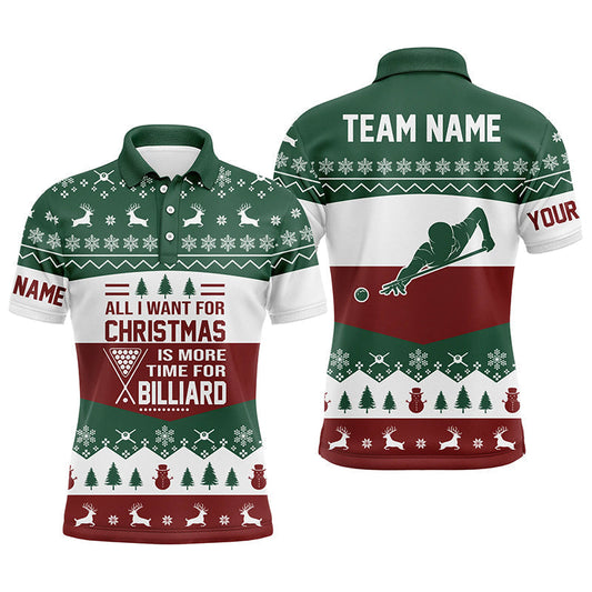 Lasfour All I Want For Christmas Custom Name Billiard Polo Shirts BIA0306
