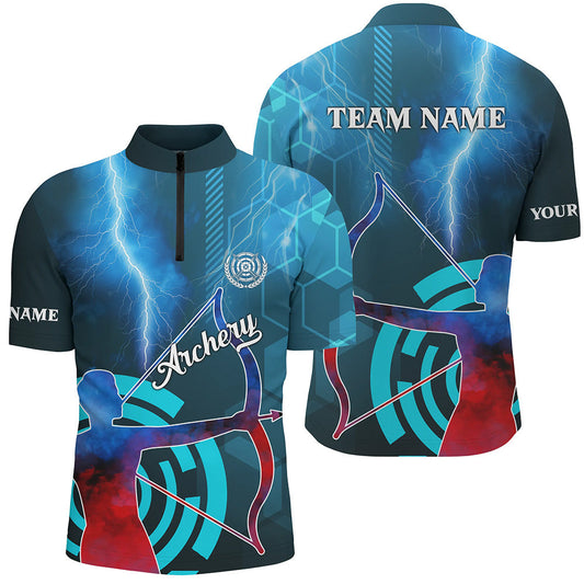 Lasfour Personalized 3D Archery Thunder Lightning Men 3D Zipper Polo Shirt AA0063