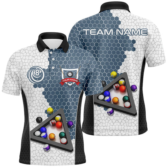 Lasfour Billiard Hexagon Pattern Custom Name Billiard Polo Shirts BIA0609