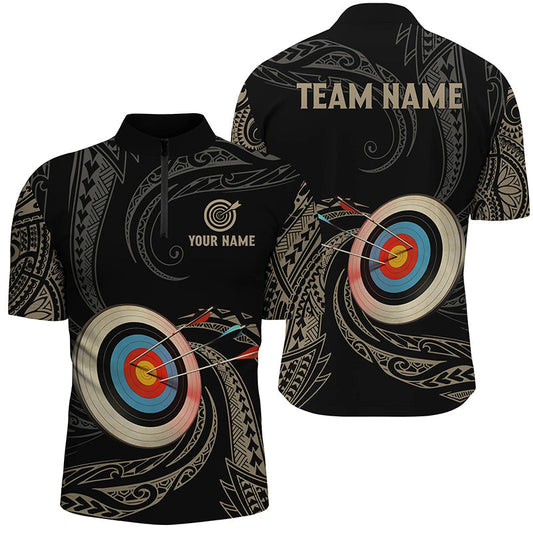 Lasfour Personalized Golden Tribal Archery 3D Zipper Polo Shirt AA0001