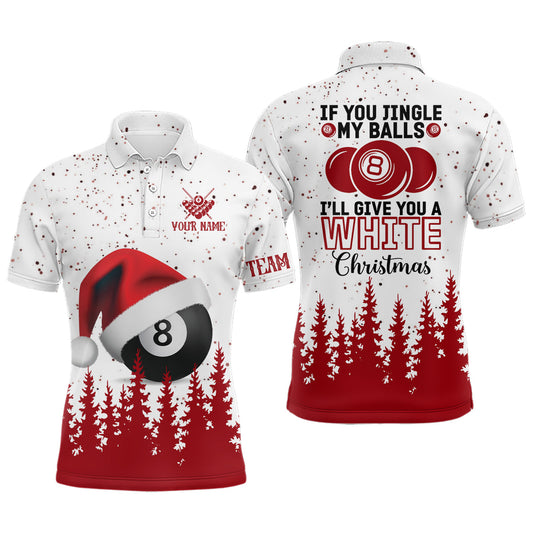 Lasfour Personalized Christmas Pine Tree Billiard Polo Shirts Custom Funny Christmas Shirts BIA0313